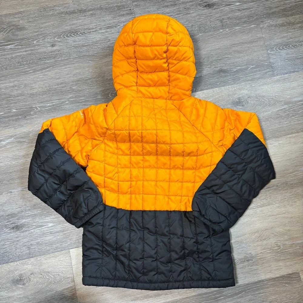Columbia Kids Polyester Puffer Jacket Hooded Gorpcore S 8 Orange Gray